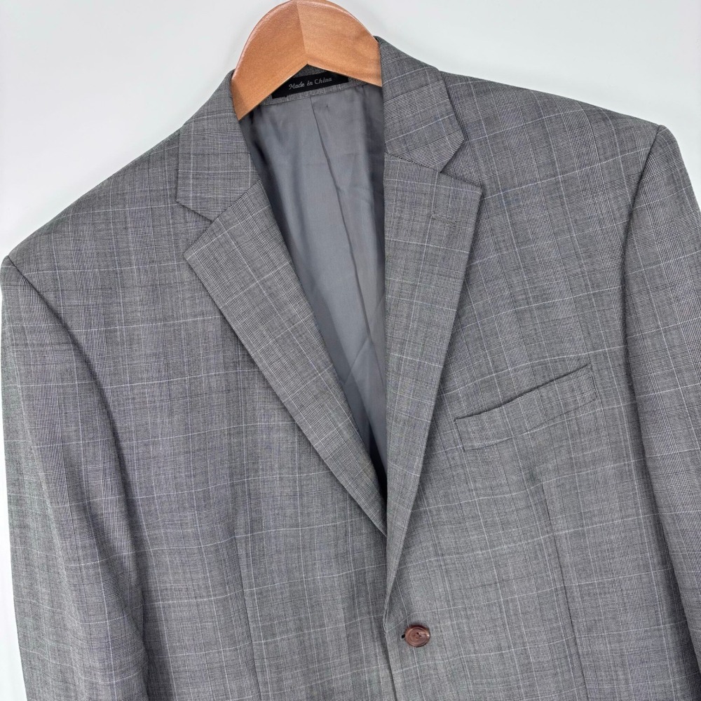 Lauren Ralph Lauren Glen Plaid Two Button Blazer Sport Coat Mens 44R Grey Jacket